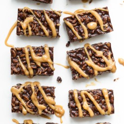 minicrunchbarssquare 1287 250x250 Mini Crunch Bars with Peanut Butter Shell Drizzle